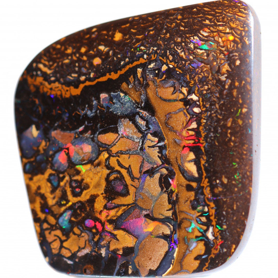 Pendentif Opale Boulder Koroit Sur Acier Inoxydable - Australie - Pierre Naturelle Non Traitée
