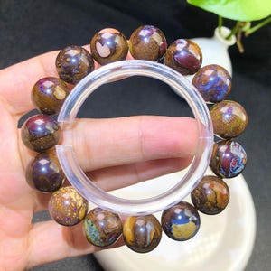 Bracelet de perles d'opale boulder australienne | Bijoux faits main en opale de pierres précieuses naturelles | Cadeau pour homme | pierre de naissance