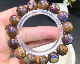 Australian Boulder Opal Beads Bracelet | Natural Gemstones Opal Handmade Jewelry | Man‘s Gift | birthstone