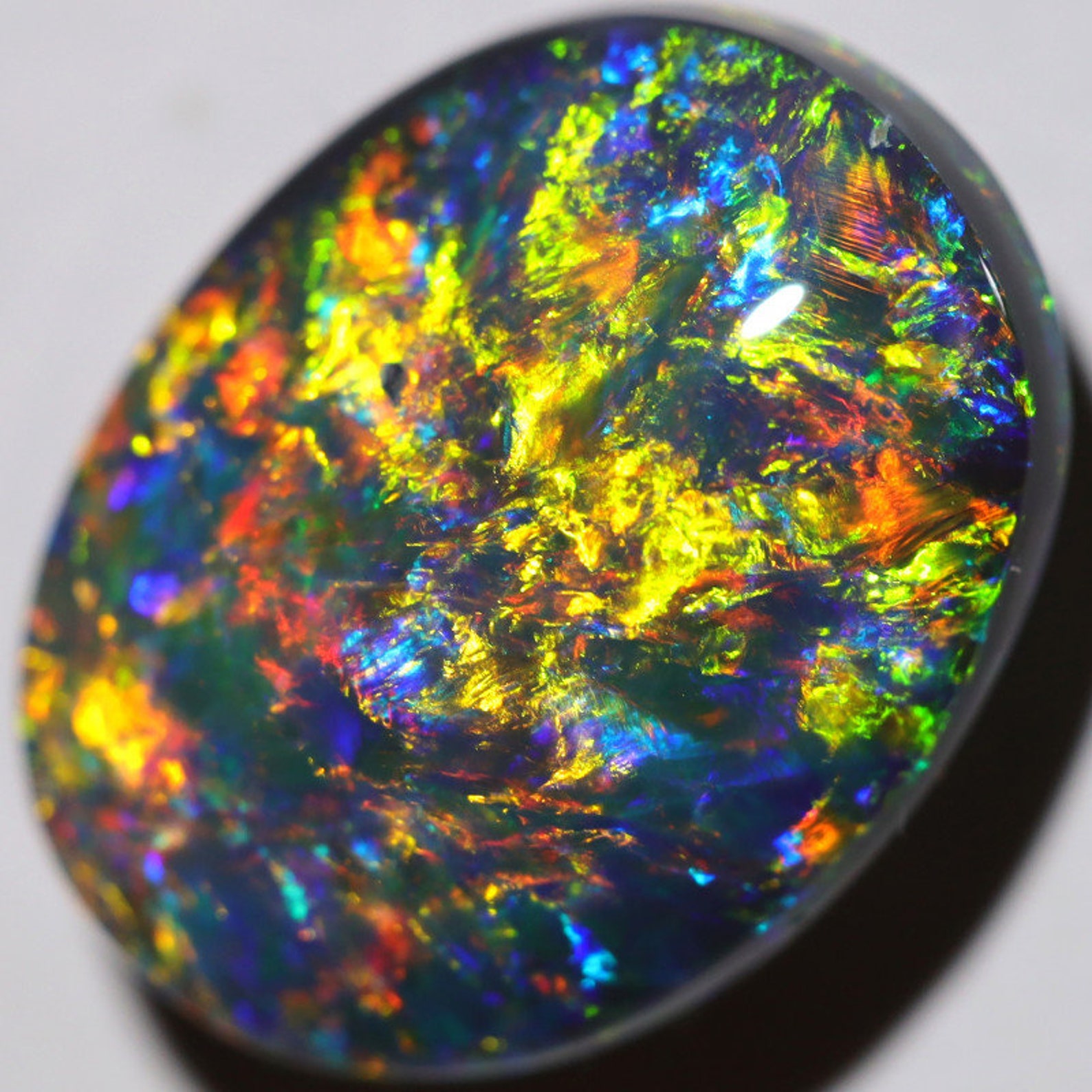 Rainbow Fire Natural Solid Black Opal From Lightning Ridge | Etsy