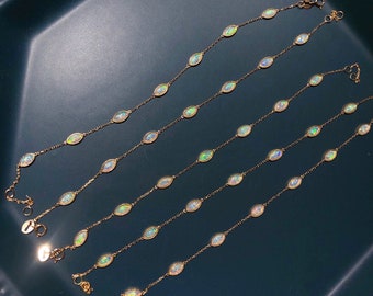 Australian Opal Bracelet: 18K Gold Rainbow Fire Crystal