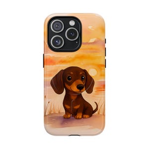 Anime Dachshund Dog Magnetic iPhone Cell Phone Case, Pet Lover Phone Cover, Dog Accessories, Cartoon Dachshund , Fun and Functional Gift