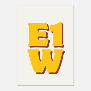 Personalised Yellow Postcode Print | Custom Home & UK Map Wall Art | Minimal Typographic Gift Poster | Any Location Available