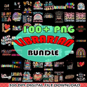 School Librarian PNG Bundle, Library Books School Design, Back To School Librarian, Library Sublimation Design, Librarian Digital Download,