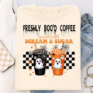 Freshly Boo’d Coffee PNG, Coffee PNG, Halloween PNG, Digital Design, Trendy Halloween Png, Shirt Design, Halloween Coffee Art, Digital Png