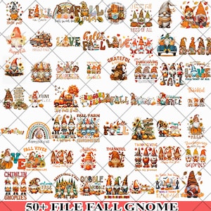 50+ Fall Gnome PNG Bundle, Autumn Gnome Shirt Design, Cute Thanksgiving Gnome Clipart, Pumpkin Harvest Sublimation PNG