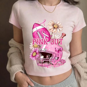 Pink Ribbon Football Png, Breast Cancer Awareness Png, Floral Football Shirt Design, Touchdown Season Png, October Game Day Png, Boho Floral