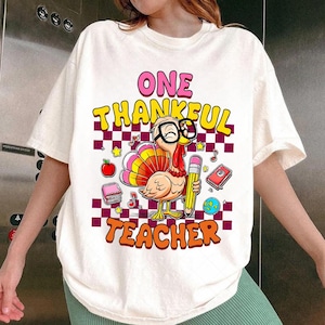 One Thankful Teacher Png, Teacher Thanksgiving Turkey Png, Preppy Fall Teacher Png, Cozy Autumn Teacher Png, Thanksgiving Gift Png