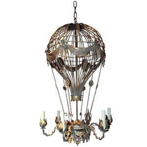 Handgemaakte ballon lineaire kroonluchter 6 lichts – moderne plafondlamp | Minimalistische hanger uit het midden van de eeuw voor woon- of eetkamer