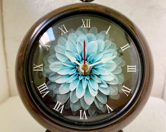 Vintage Table Clock Wooden Mantel Clock Silent Victorian Tabletop Brown