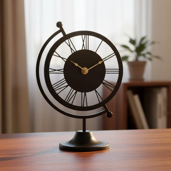Retro Metal Table Clock: Silent Non Ticking Desk Clock