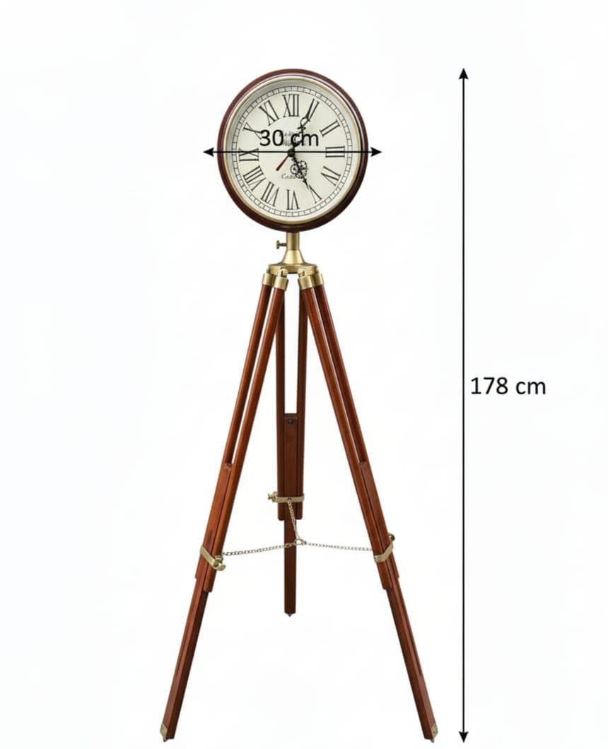 Vintage Brass Tripod Floor Clock: Rustic Wooden Standing Clock - Etsy