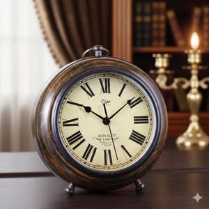 Table Clock Vintage Brown Wooden Mantel Clock Silent Victorian Tabletop