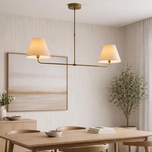 Mid Century Brass Linear Chandelier | Handmade Minimalist Statement Ceiling Light