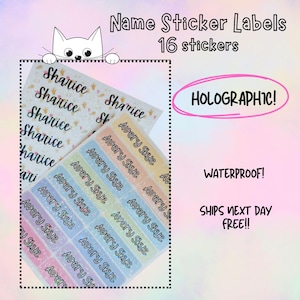 Holographic Custom Name Stickers | Waterproof | Back to School| Daycare | School Labels | Preschool | Labels - 16