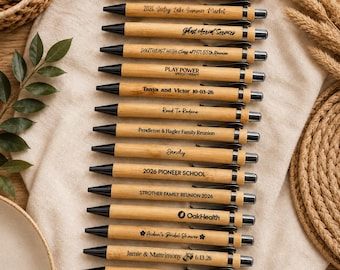 Personalized Wedding Favor Pens, Custom Engraved Bamboo Pens, Bulk Wedding Favors, Wedding Guest Book Pen, Bridal Shower Favors, Custom Pens