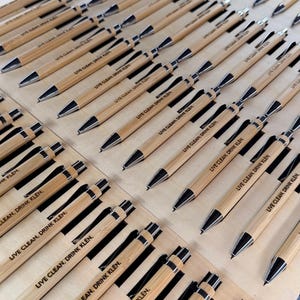 Personalized Engraved Bamboo Pens, Custom Wedding Favors, Personalized Party Favors, Corporate Gifts, Business Logo Pens, Bulk Engraved Pens image 2