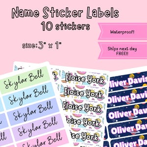 Custom Name Stickers | Waterproof | Back to School| Daycare | School Labels | Preschool | Kid&#39;s Name Sticker Labels - 10