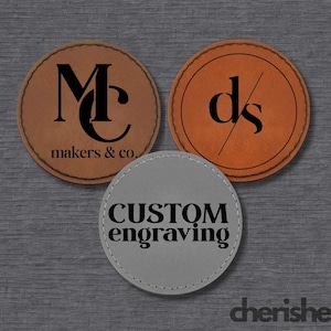 Personalized Leatherette Engraved Iron-On Patch, Custom Logo Name Tag, Business Uniform Branding Round