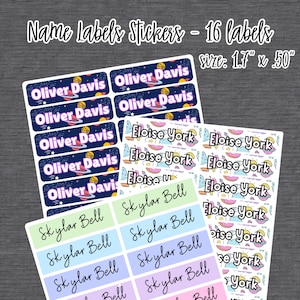 Custom Name Stickers | Kids School Labels | Preschool Labels | Name Stickers | Name Labels | Kindergarten Stickers (16 Pack)