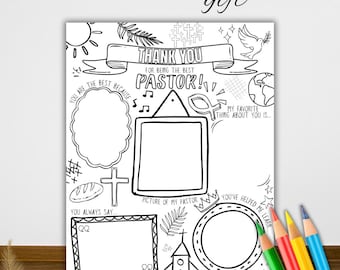 Pastor Appreciation Coloring Page for Kids | Printable Thank You Gift | Church Activity PDF Download