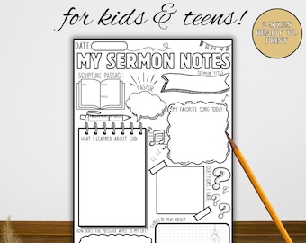 Printable Sermon Notes for Kids: Faith-Based Church Worksheets (PDF Download)