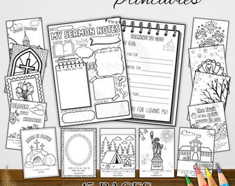 Children’s Sermon Activity Pack | Church Bulletin Printables for Kids | Coloring Pages, Prayer & Sermon Notes