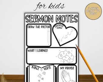 Printable Sermon Notes for Kids: Faith-Based Church Worksheets (PDF Download)
