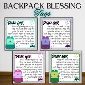 Backpack Blessing Kit, Back to School Blessing, Backpack Prayer, First Day of School Gift Tags, Christian School Gift, Backpack Survival Kit