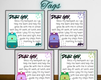 Kit de bendición de mochilas: Etiquetas de regalo con oración para estudiantes (Descarga digital)