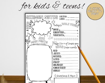 Printable Sermon Notes for Kids: Faith-Based Church Worksheets (PDF Download)