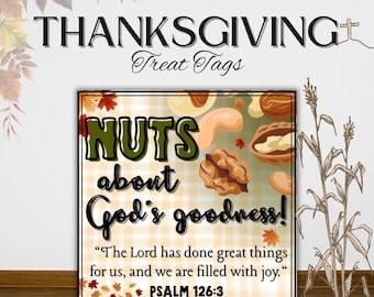 Instant Download Christian Thanksgiving Treat Tag | Trail Mix Snack Label | Bible Verse | Fall Faith Autumn Printable | 2.5x2.5 Inch