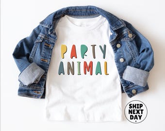 Party Animal Toddler Shirt, Animal Birthday Birthday T-Shirt, Natural Graphic Tee, Wild Safari Party Birthday Outfit, Zoo Animals Birthday