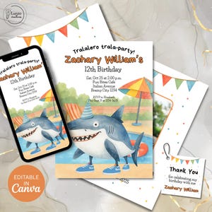 Italian Brainrot Birthday Invitation: Funny Shark Tralalero Meme, Editable Canva Template | Digital Download