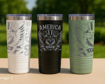 Patriotic Engraved Tumbler Veteran American flag design Military cup gift for him patriotic gift full wrap tumbler