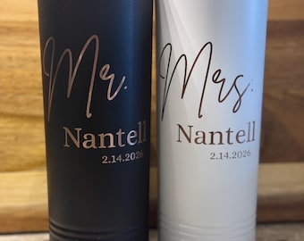 Personalized Mr. & Mrs. Tumbler Set, Rose Gold Engraved Wedding Gift
