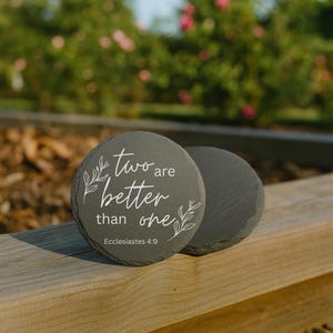 Personalized Slate Coasters Set of Four Laser Engrave Love Bible Verse Christian gift Valentines gift Wedding gift Gift for Her Housewarming