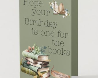 Literary Birthday Card: Watercolor Books - Customizable (Digital Download)