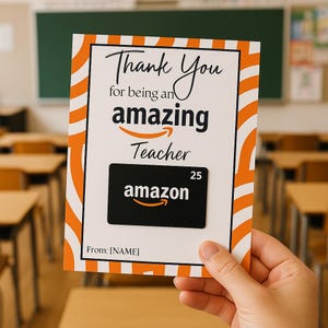 Amazon Geschenkkartenhalter-Vorlage - Bearbeitbare Dankeskarte für Lehrer, Freunde, Kollegen & mehr - Druckbarer Sofort-Download