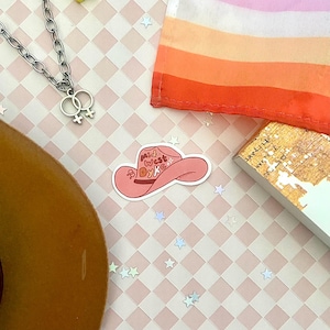 Midwest Dyke Aufkleber | Cowboy Hut Vinyl Aufkleber | Aufkleber Lesben | Country Western Aufkleber | LGBTQ+ Sticker Laptop Wasserflasche