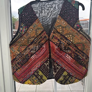 Boho style waistcoat embroidered needlework vest