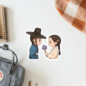 Bon Appétit Your Majesty Kdrama Satin Vinyl Sticker, Chibi Chef and King Waterproof Decal, Laptop Tablet Water Bottle Sticker, K Drama Gift