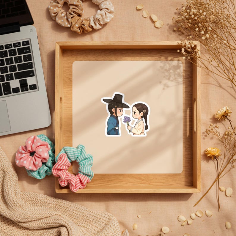 Bon Appétit Your Majesty Kdrama Satin Vinyl Sticker, Chibi Chef and King Waterproof Decal, Laptop Tablet Water Bottle Sticker, K Drama Gift