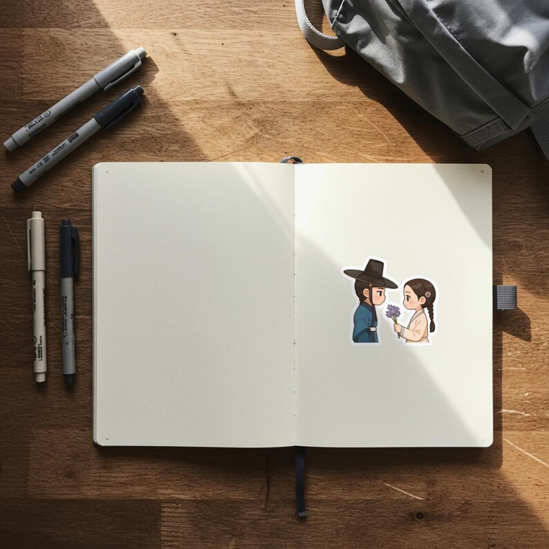 Bon Appétit Your Majesty Kdrama Satin Vinyl Sticker, Chibi Chef and King Waterproof Decal, Laptop Tablet Water Bottle Sticker, K Drama Gift