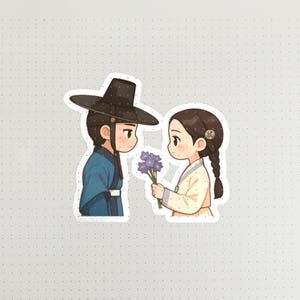 Bon Appétit Your Majesty Kdrama Satin Vinyl Sticker, Chibi Chef and King Waterproof Decal, Laptop Tablet Water Bottle Sticker, K Drama Gift