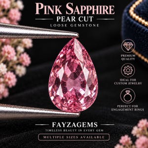 Safira rosa em formato de pera, gema solta em vários tamanhos, pedra rosa para anel de noivado, pingente de noiva, joias personalizadas.
