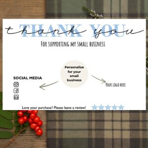 Editable Thank You Card for Small Business – Blue Overlap Template – Printable Customer Insert – Digital Download