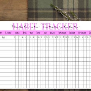 Rastreador de hábitos rosa imprimible (A4 y carta) – Registro mensual de hábitos (PDF) – Inserto de planificador digital – Plantilla de diario de autocuidado