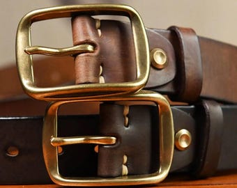 1.5" Buffalo Leather Belt Black, Brown, Coffee—Handmade with European quality