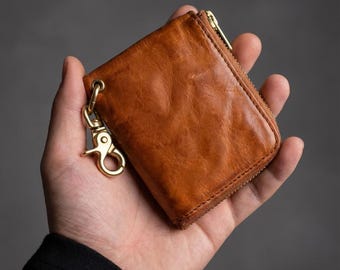 Leather Zipper Wallet, Travel Wallet, Zipper Clutch, Leather Wallet
